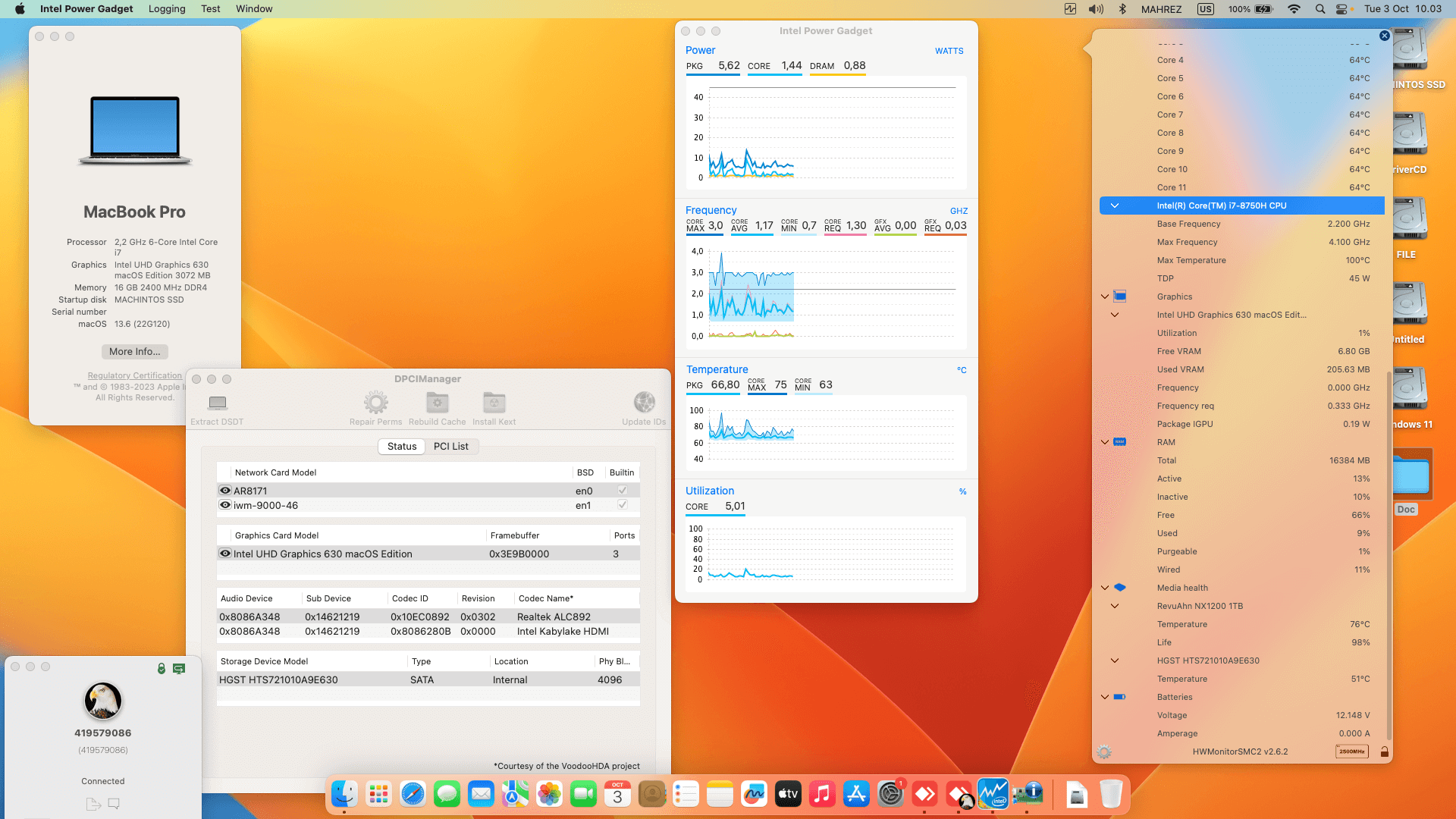 MSI Gaming GL63 8RD 072XKR [CoffeeLake   Intel UHD 630 + PS2 SMBUS]   OpenCore 1